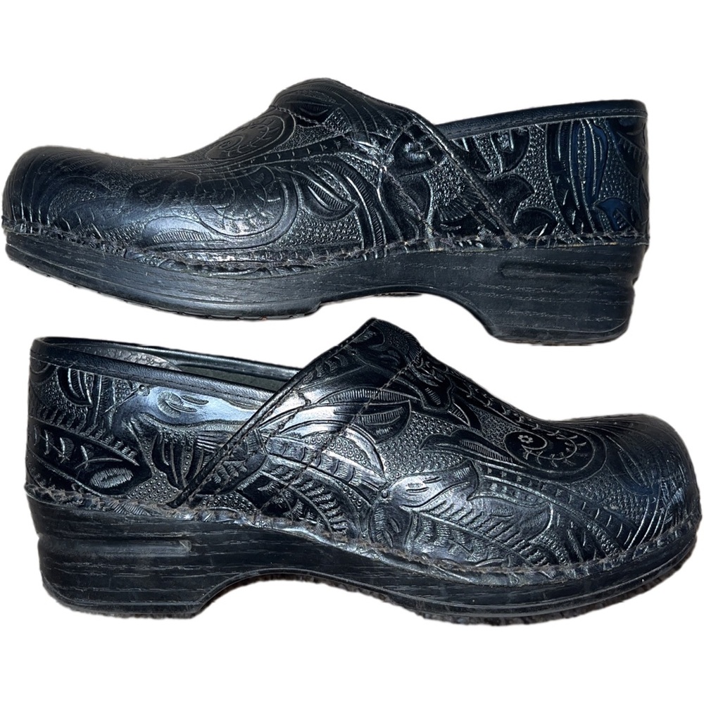 Dansko Embossed Black Mules
